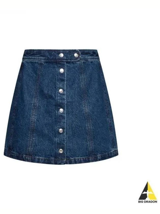 Women's Poppy Front Button Denim A-Line Skirt Blue - A.P.C. - BALAAN 2