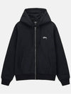 Stock Logo Hooded Zip Up Washed Black - STUSSY - BALAAN 2