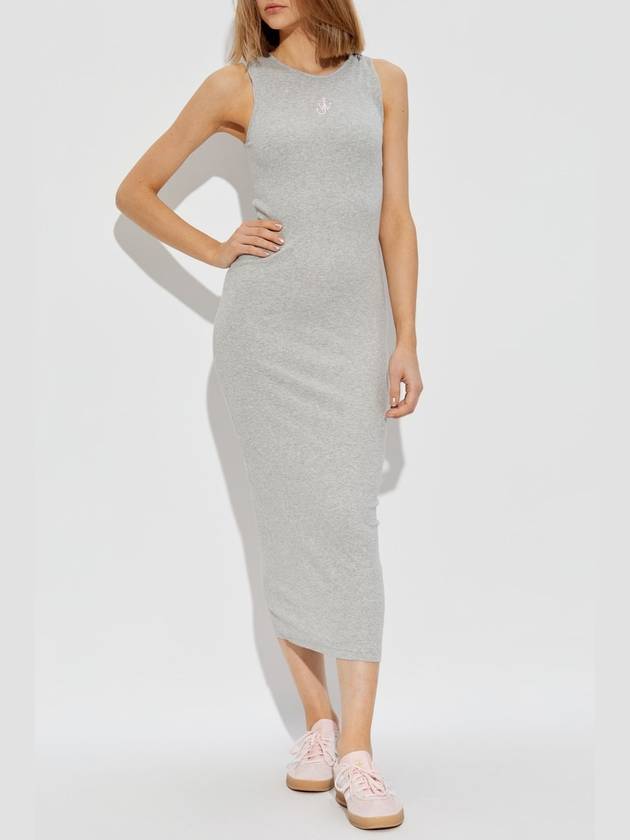 JW Anderson Ribbed Dress With Logo, Women's, Grey - JW ANDERSON - BALAAN 2