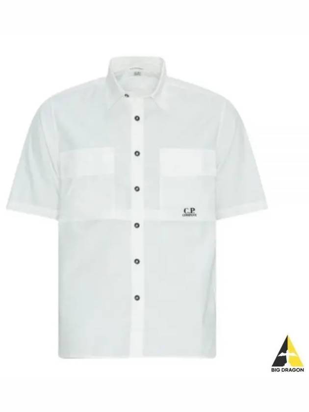 Cotton Rip-Stop Short Sleeve Shirt White - CP COMPANY - BALAAN 2