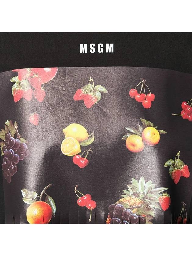 Fringe Fruit Print Short Sleeve T-Shirt Black - MSGM - BALAAN 4