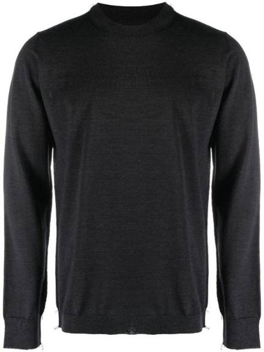 Back Stitch Crew Neck Wool Knit Top Charcoal - MAISON MARGIELA - BALAAN 1