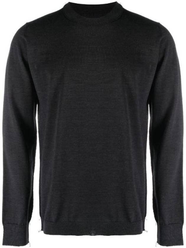 Back Stitch Crew Neck Wool Knit Top Charcoal - MAISON MARGIELA - BALAAN 1