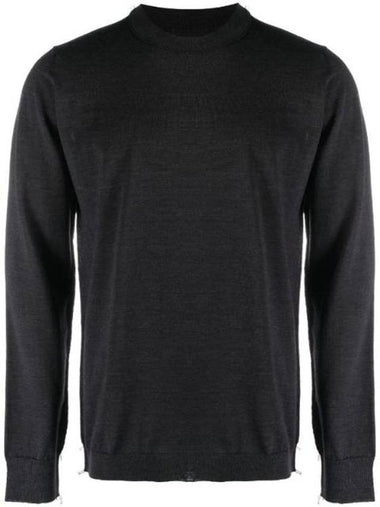 Back Stitch Crew Neck Wool Knit Top Charcoal - MAISON MARGIELA - BALAAN 1