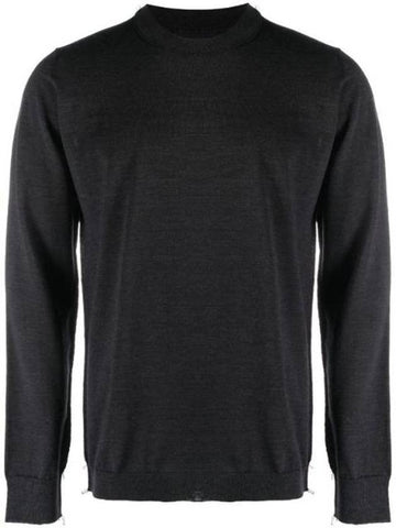 Back Stitch Crew Neck Wool Knit Top Charcoal - MAISON MARGIELA - BALAAN 1