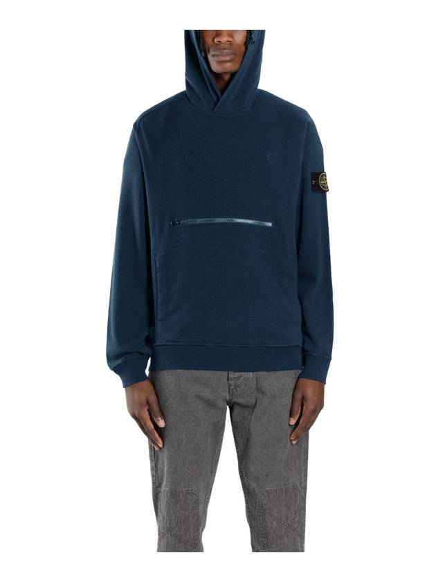 11Th Anniversary Wappen Front Zipper Hoodie Blue - STONE ISLAND - BALAAN 1