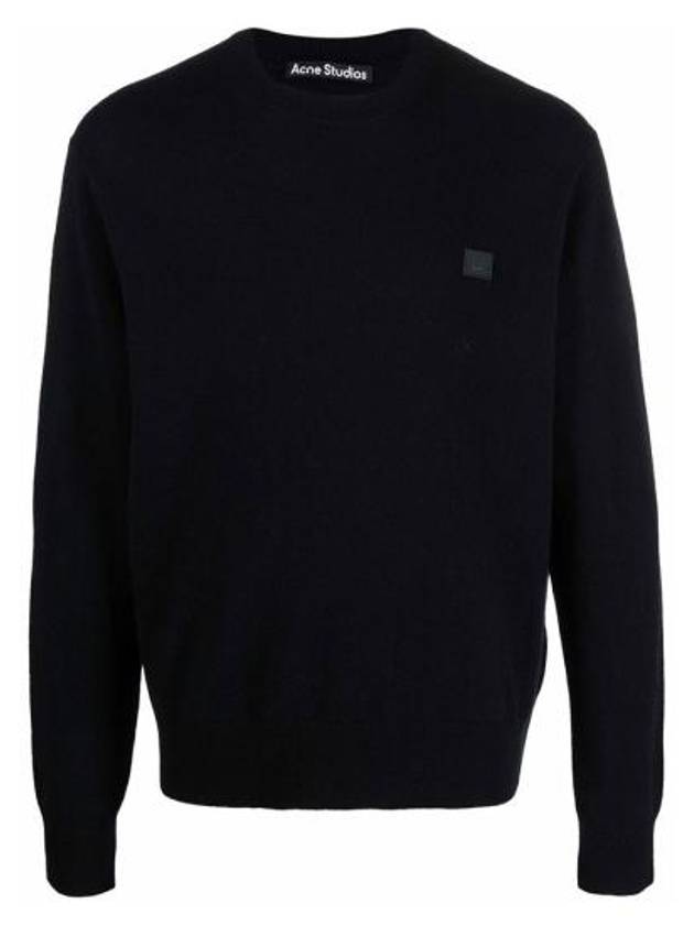 Face Patch Crew Neck Knit Top Black - ACNE STUDIOS - BALAAN 2