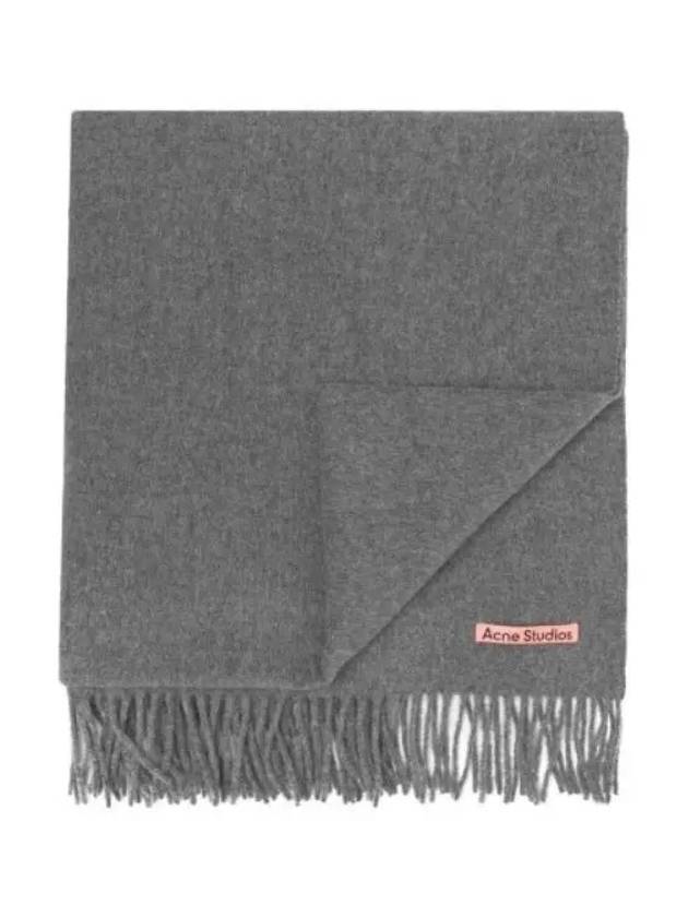 Logo Wool Fringe Scarf Grey - ACNE STUDIOS - BALAAN 2