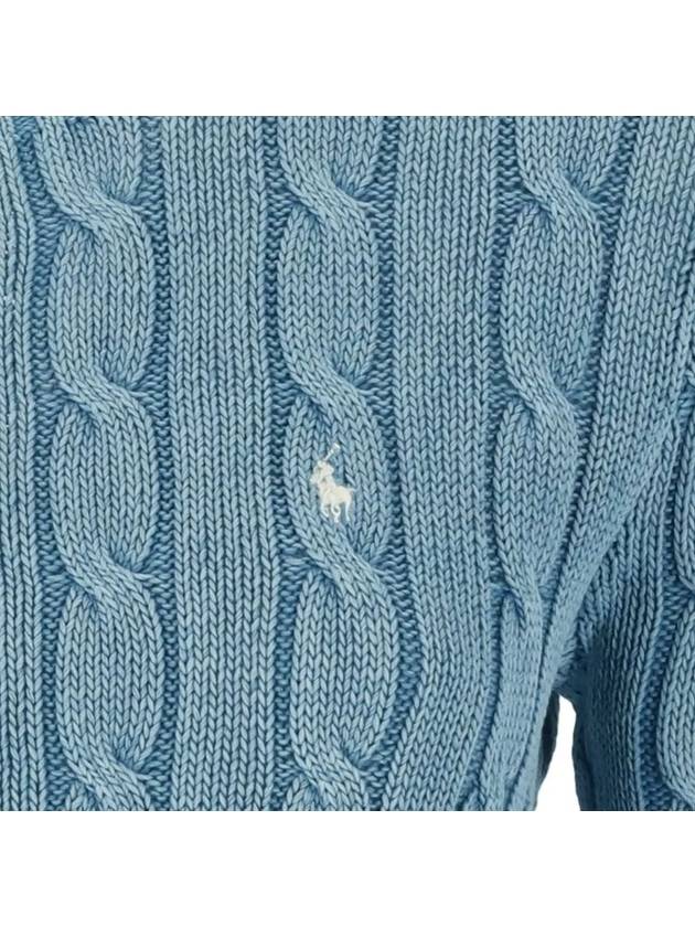 Pony Embroidered Cable Cotton Knit Top Blue - POLO RALPH LAUREN - BALAAN 5