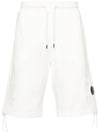 Diagonal Raised Fleece Zipped Pocket Shorts White - CP COMPANY - BALAAN 2