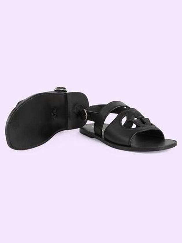 Men's Interlocking G Leather Sandals Black - GUCCI - BALAAN 6