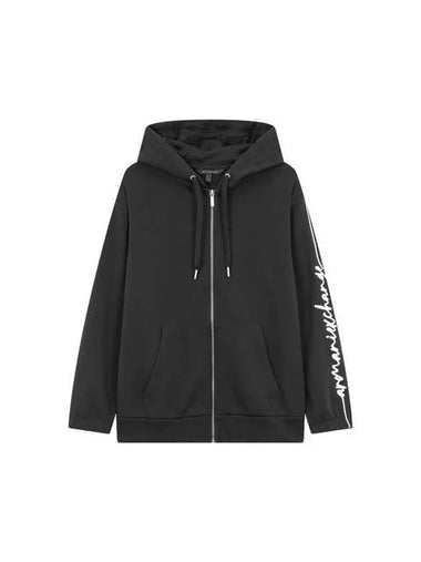 Women s Line Logo Embroidered Hooded Zip up Black 271700 - ARMANI EXCHANGE - BALAAN 1