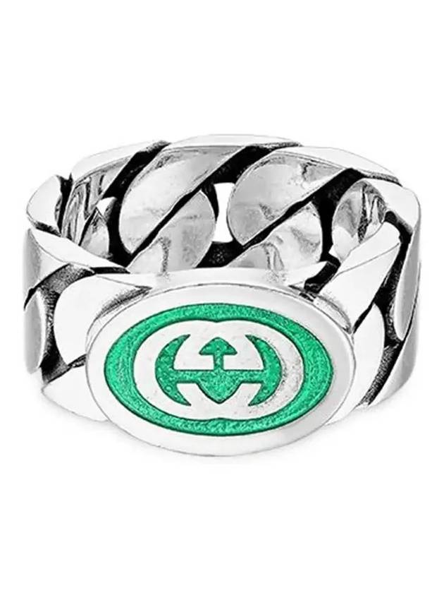 Interlocking G Enamel 10mm Ring Silver - GUCCI - BALAAN 4