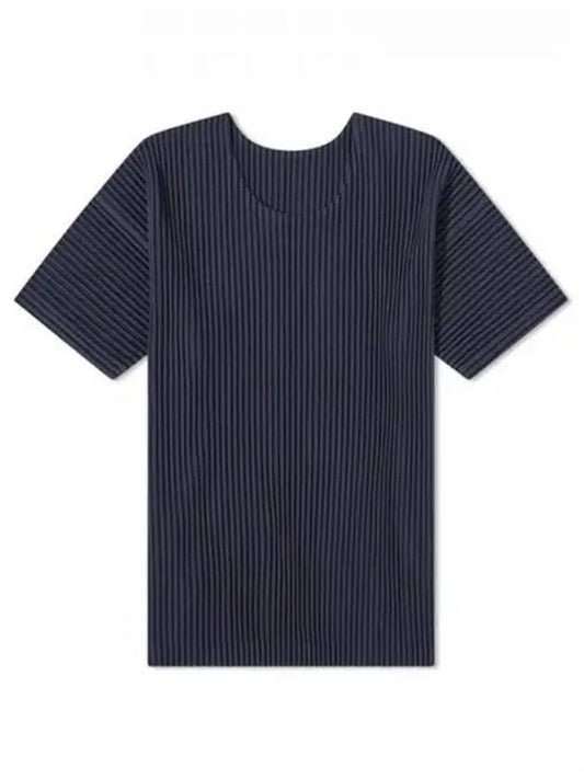 Pleated Fabric Short Sleeve T-Shirt Blue - ISSEY MIYAKE - BALAAN 2