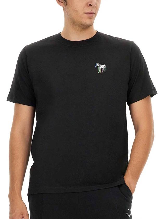 Zebra Print Cotton Short Sleeve T-Shirt Black - PAUL SMITH - BALAAN 7