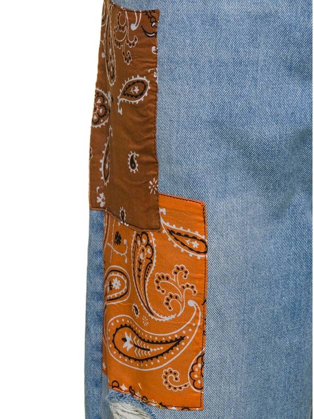 Light Blue Jeans With Bandana Patchwork In Cotton Denim Woman - ALANUI - BALAAN 3