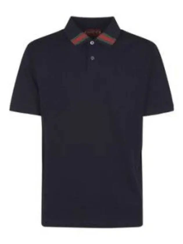 Web Cotton Polo Shirt Navy - GUCCI - BALAAN 2