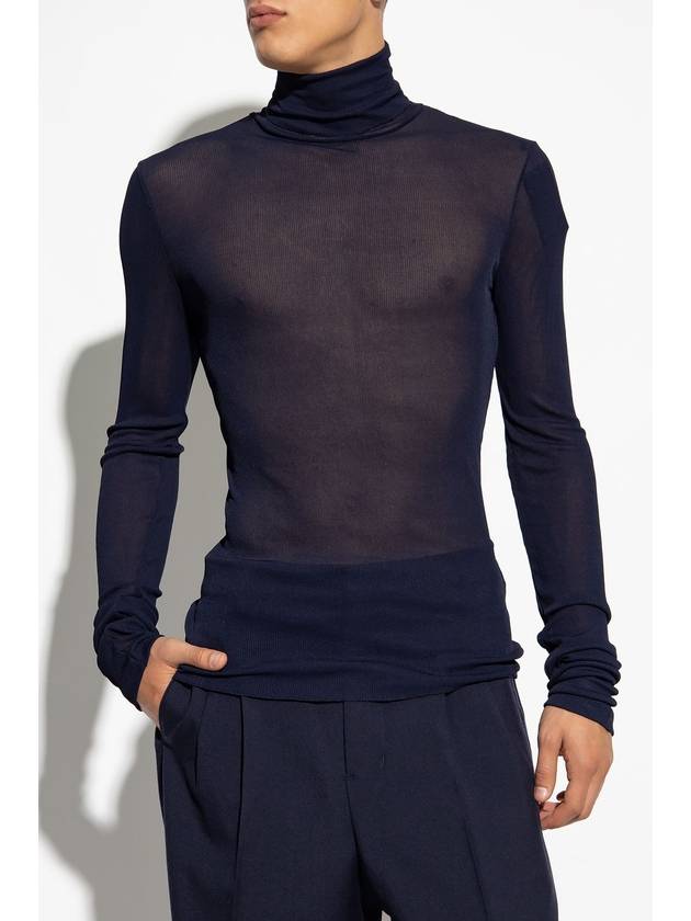 Men's Ribbed Turtleneck Navy - AMI - BALAAN 3