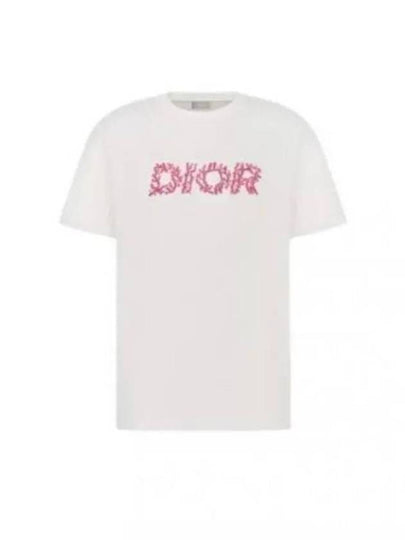 Italic Coral Relaxed-Fit Short Sleeve T-Shirt White - DIOR - BALAAN 2