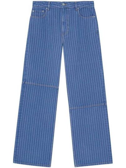 Striped Izey Straight Jeans Blue - GANNI - BALAAN 2