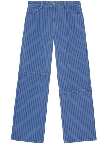 Striped Izey Straight Jeans Blue - GANNI - BALAAN 1