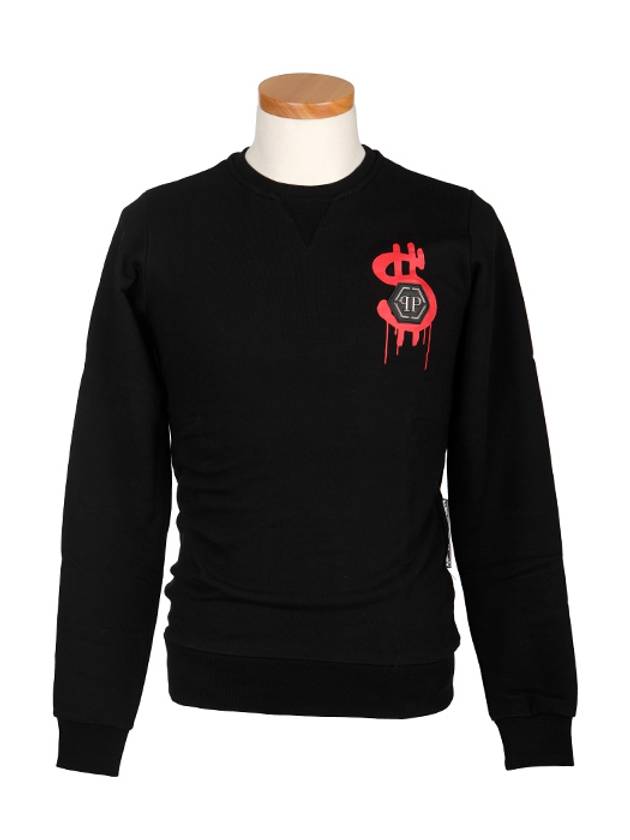 Dollar Print Cotton Sweatshirt Black - PHILIPP PLEIN - BALAAN 4