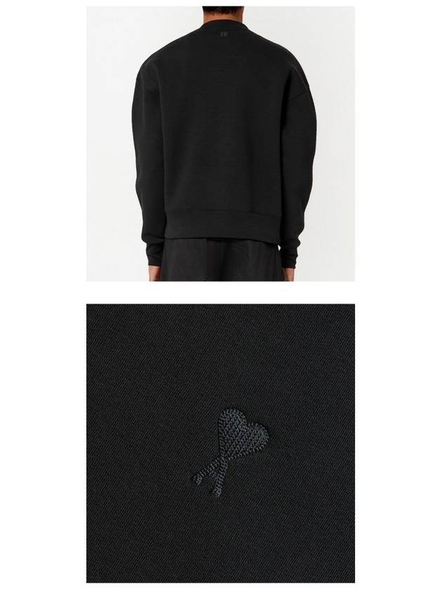 Heart Logo Tone On Tone Sweatshirt Black - AMI - BALAAN 6