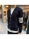 Milano Stitch 4 Bar Cardigan Navy - THOM BROWNE - BALAAN 4