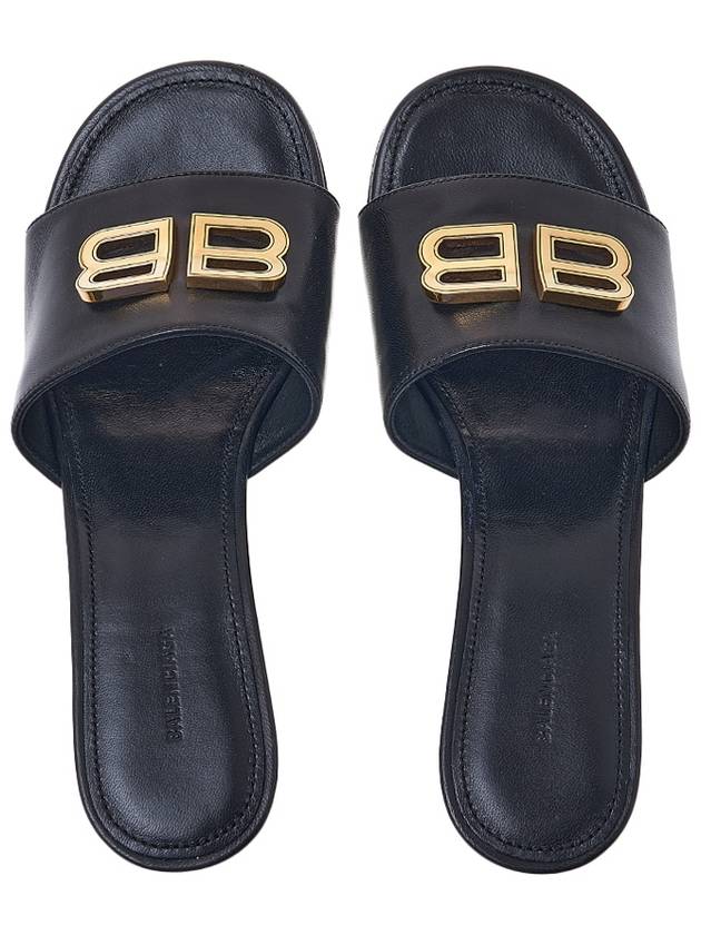 BB Leather Slipper Heels Black - BALENCIAGA - BALAAN 7