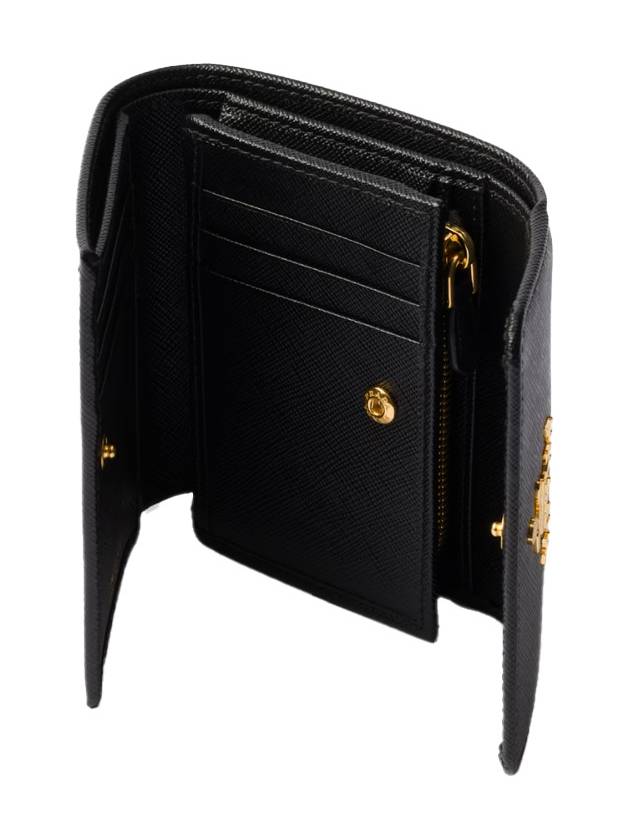 Saffiano Metal Logo Half Wallet Black - PRADA - BALAAN 5