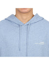 Logo Print Drawstring Hoodie Blue - A.P.C. - BALAAN 7