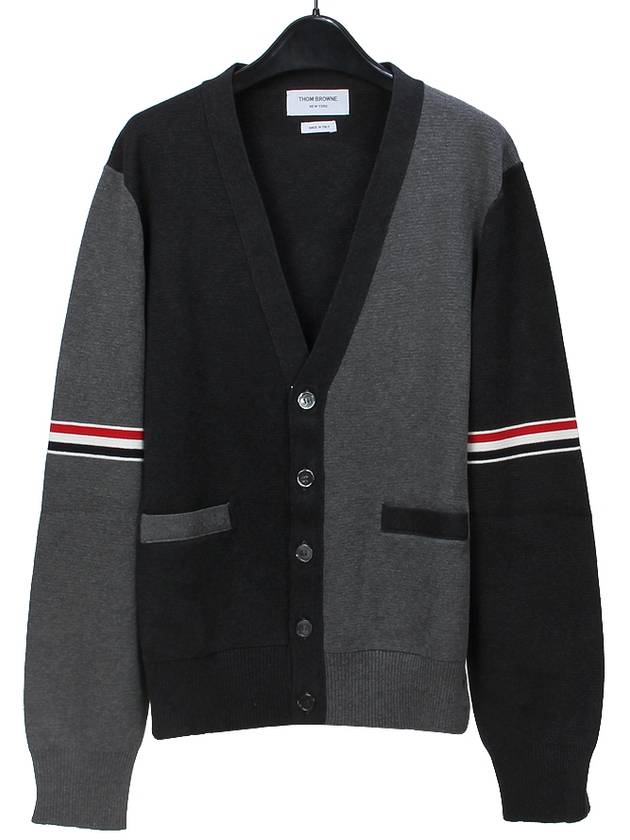 Funmix Cotton ArmBand V-Neck Cardigan Tonal Grey - THOM BROWNE - BALAAN 2