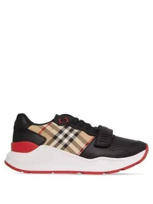 Vintage Check Leather Low Top Sneakers Black - BURBERRY - BALAAN 2