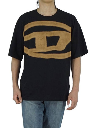 Big Logo Print Cotton Short Sleeve T-Shirt Black - DIESEL - BALAAN 2