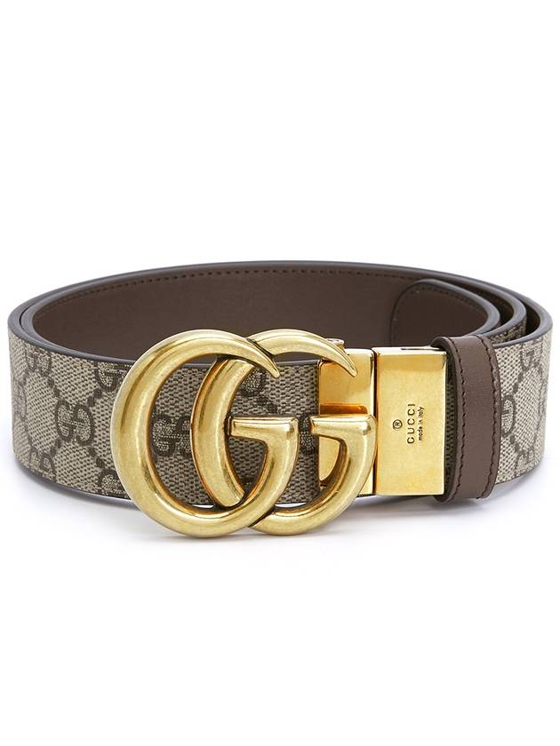 GG Marmont Reversible Leather Belt Beige Brown - GUCCI - BALAAN 3