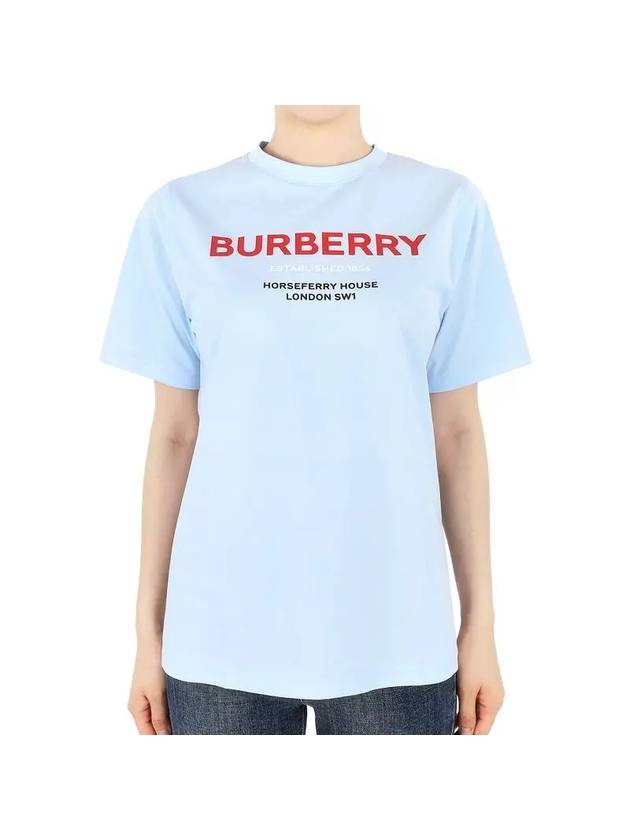 Kids Logo Printing Short Sleeve Sky 8061403 14Y Can be worn by adults - BURBERRY - BALAAN 1