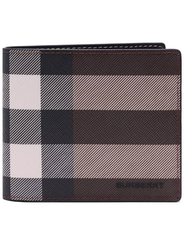 Check Leather International Bifold Wallet Dark Birch Brown - BURBERRY - BALAAN 3