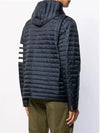 Matte Nylon 4-Bar Stripe Downfill Quilted Hoodie Padding Navy - THOM BROWNE - BALAAN 5