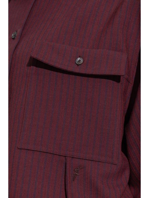 FERRAGAMO Loose-fitting Shirt With A Striped Pattern, Women's, Burgundy - SALVATORE FERRAGAMO - BALAAN 5