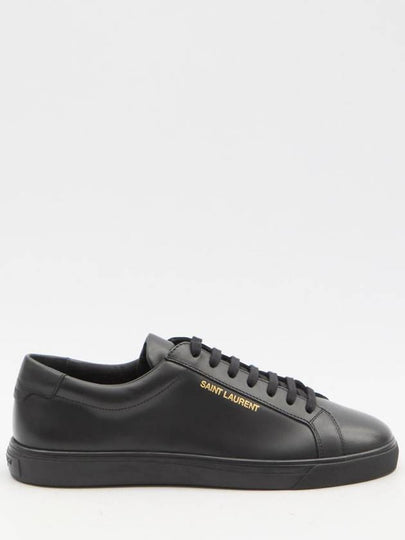 Andy Embossed Logo Leather Low Top Sneakers Black - SAINT LAURENT - BALAAN 2