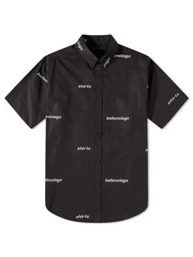 All-Over Logo Short Sleeve Shirt Black - BALENCIAGA - BALAAN 1