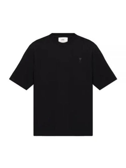 Logo Cotton Short Sleeve T-Shirt Black - AMI - BALAAN 2