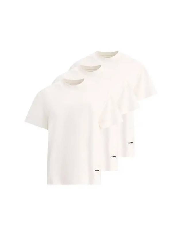 Logo Label Cotton 3 Pack Short Sleeve T-Shirt White - JIL SANDER - BALAAN 2