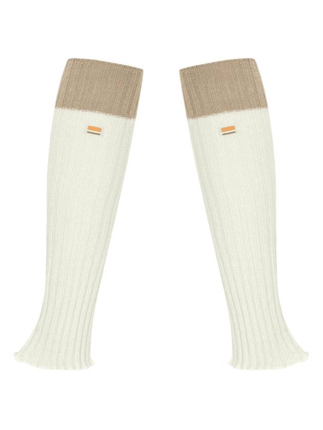 Women's Orange Label Two-Tone Leg Warmer Beige - MAHES - BALAAN 1