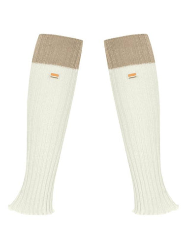 Women's Orange Label Two-Tone Leg Warmer Beige - MAHES - BALAAN 1