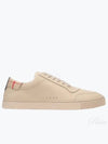 Men's Checked Cotton Leather Low Top Sneakers Beige - BURBERRY - BALAAN 2