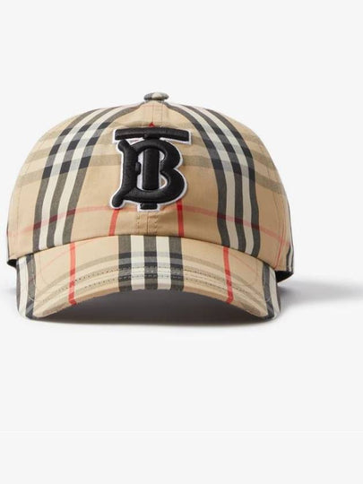 Monogram Motif Vintage Check Cotton Ball Cap Beige - BURBERRY - BALAAN 2