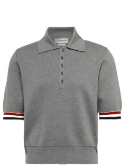 RWB Trimming Milano Stitch Short Sleeve Polo Shirt Grey - THOM BROWNE - BALAAN 2