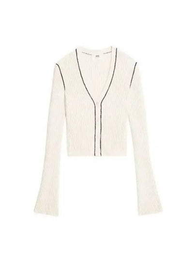 Crop Rib Cardigan Natural - AMI - BALAAN 2