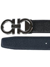 Reversible Gancini Leather Belt Navy - SALVATORE FERRAGAMO - BALAAN 4